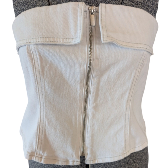 ​NWT Wild Fable White Denim Strapless Corset Top - Size M - Picture 1 of 11